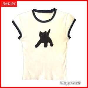 Y2K Graphic Baby Tee Grunge Emo Crop Top Polyester Cotton Casual Wear